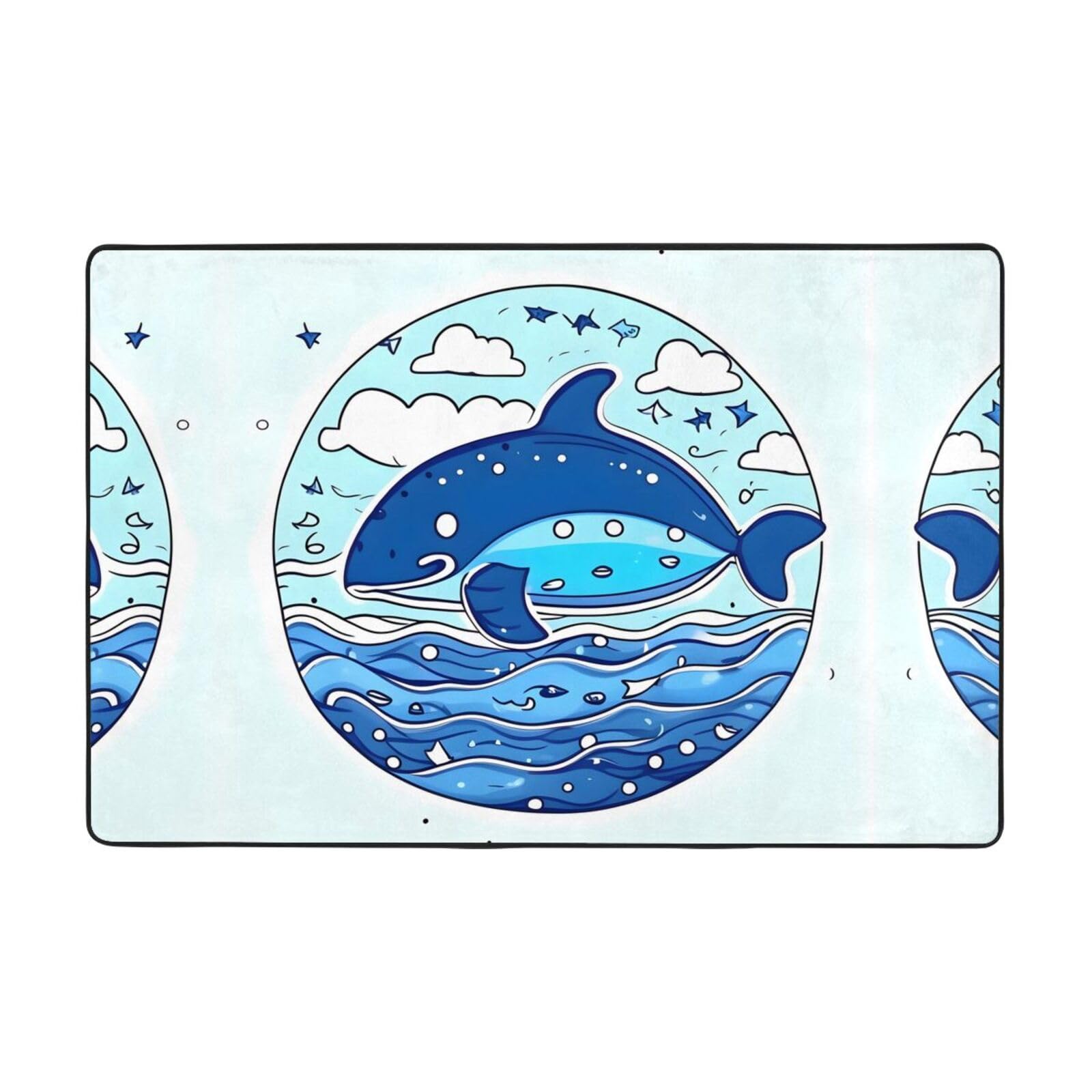 Tapis de sol en velours fin HYTTER flanelle haut de gamme motif baleine bleu