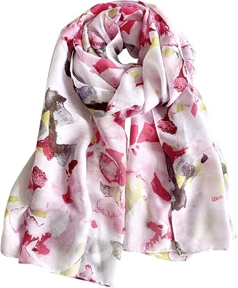 LumiSyne Herringbone Scarf Women Butterfly Flower Printed Cotton Long Scarves Lightweight Stole Sunscreen Shawls All Season