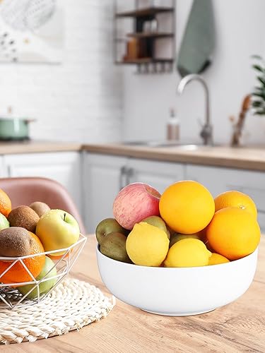 Miniatura 5 de Yedio Tazones para servir pasta de 120 onzas y 9.7 pulgadas, cuencos grandes de porcelana para cocina, cuencos grandes de sopa blancos, aptos para