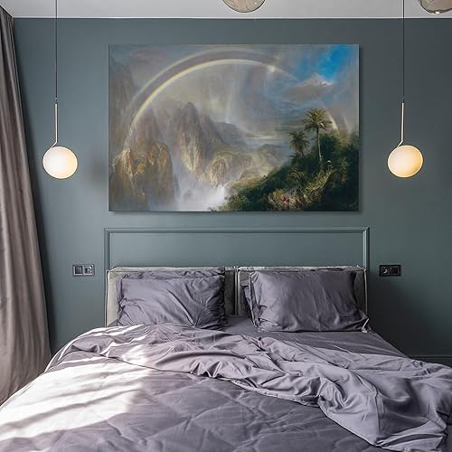 Miniatura 8 de Pintor estadounidense Frederic Edwin Pintura de la iglesia Temporada lluviosa en los trópicos Hudson River School Impresión sobre lienzo, arte de