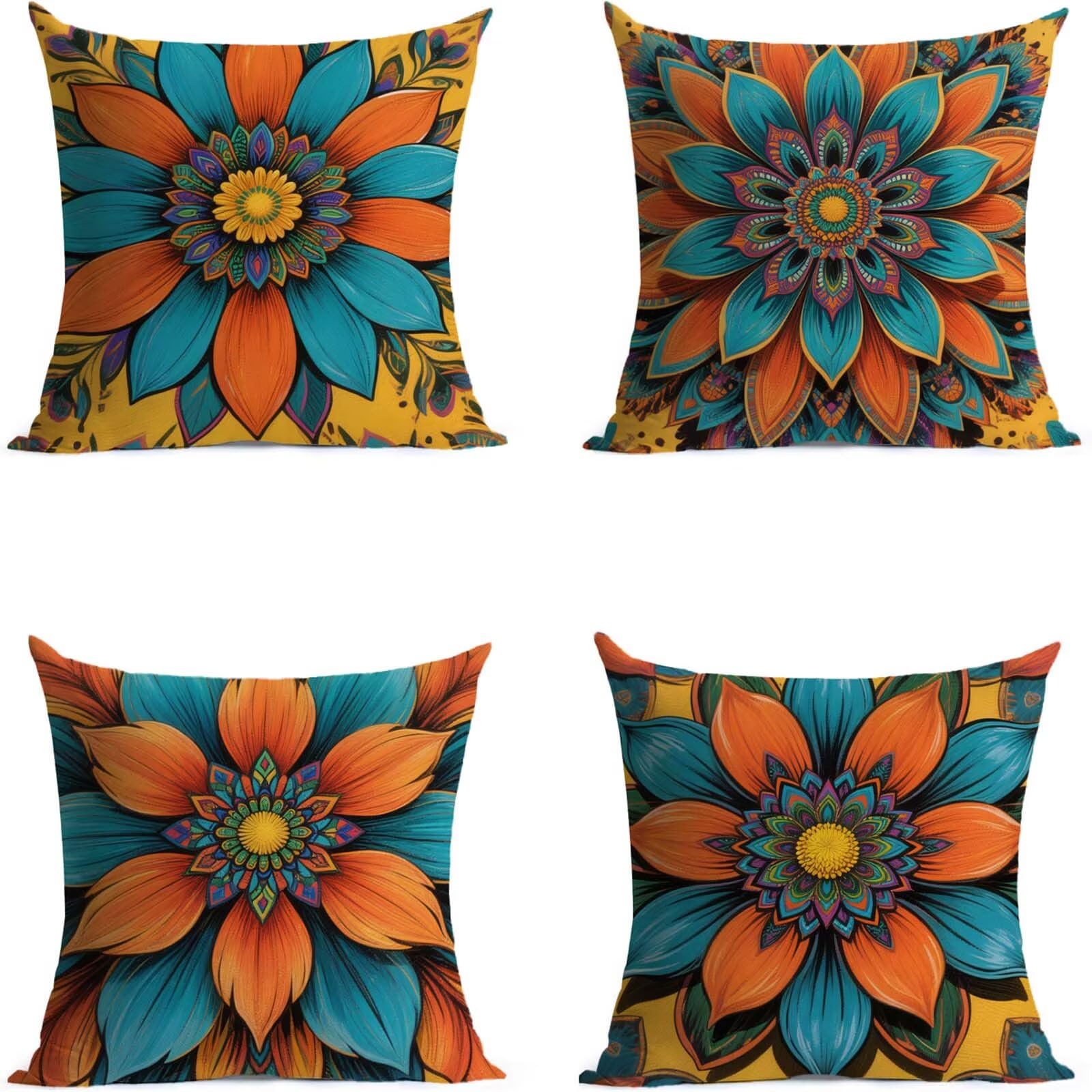 Orange-Blue Outdoor Kissenbezug 50x50cm 4 Pack Kopfkissenbezug THDZ-1743