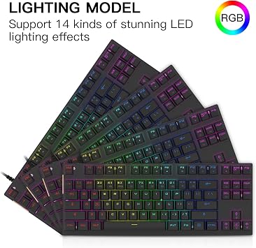 MOTOSPEED Professional Gaming Mechanical Keyboard RGB Led Backlit Wired with Anti-Dust Proof Switches for Gaming Keyboard for Mac & PC (Black, 87 Key Red Switches)