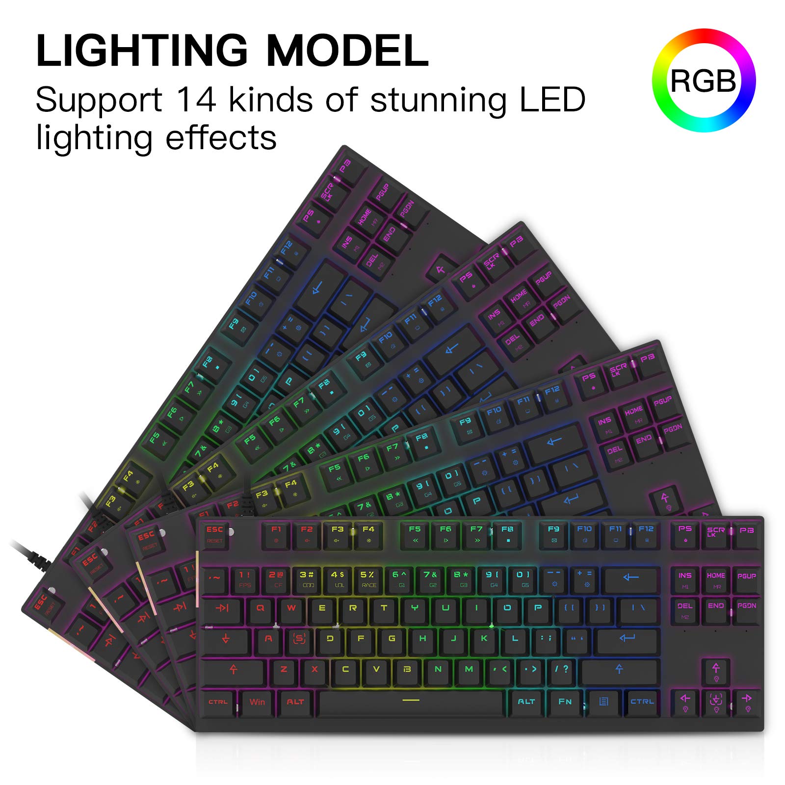 Teclado mecânico profissional para jogos MOTOSPEED RGB Rainbow
