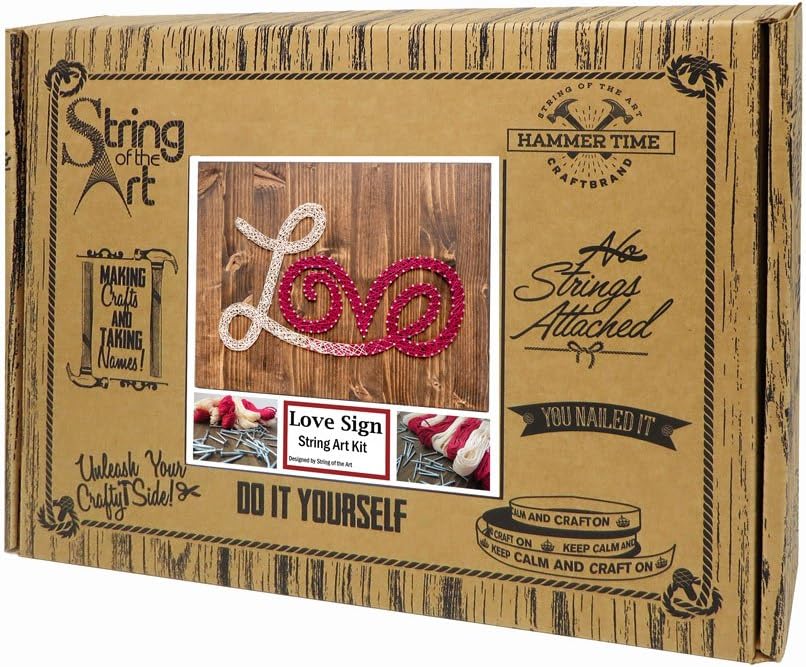 String of the Art Love String Art Kit, American Made Crafting Supplies, DIY Craft Kit for Adults, Beginner to Advanced Crafters