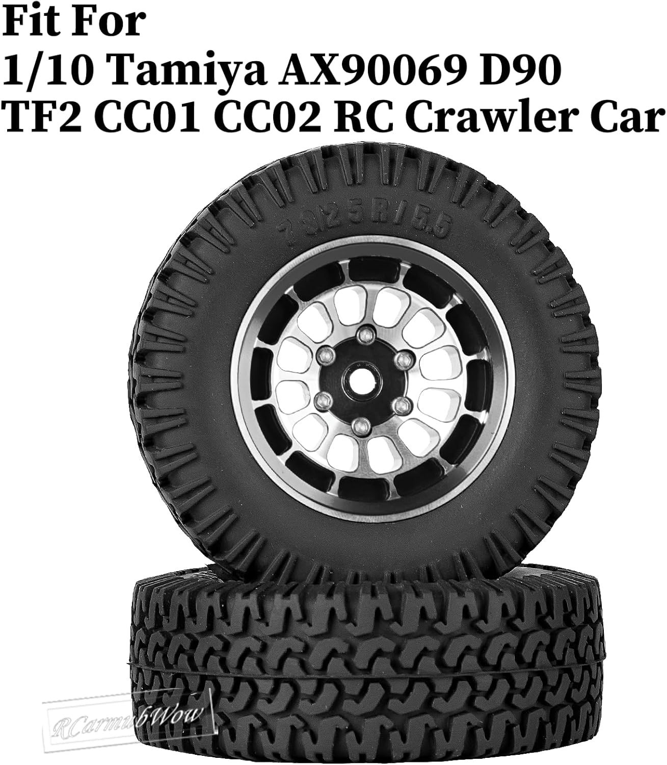 1.55 Inch Aluminum Alloy Beadlock Wheel and Tires for Tamiya AX90069 D90 TF2 CC01 CC02 1/10 RC Crawler Car,1.55 Beadlock Tires RC Rims,Soft Rubber All Terrain Tyre Metal Rims,Black