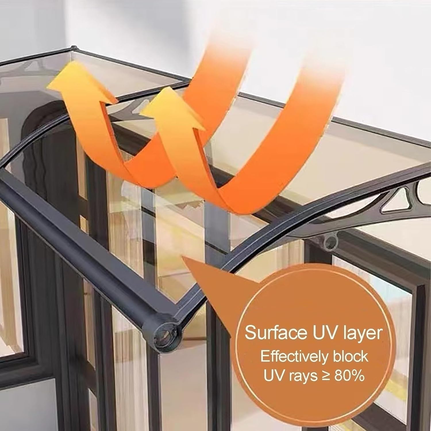 Aluminum Frame Polycarbonate Awning, Entryway Canopy & Window Cover, Rain Protection for Home, Balcony, Garage - 60x100cm (23.6x39.4in)