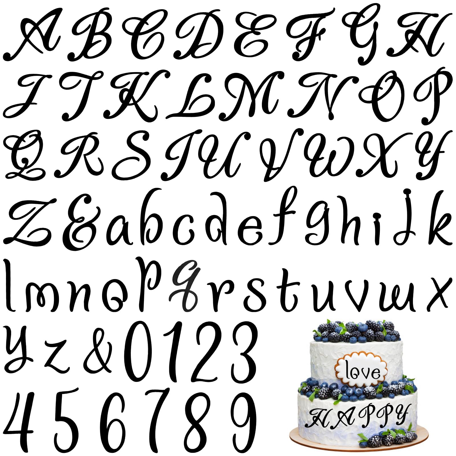 NISENTIA Letters for Cake, Pack of 64 Letters Cake Decoration Cake Letters Black Acrylic Cake Decoration Numbers 0-9 and A-Z A-Z Cake Letters for Birthday Wedding Anniversary Party