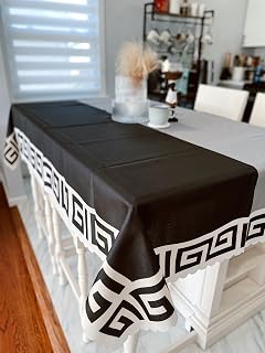 Ancient Greek Key Tablecloth - 63x87 Inch Rectangle, Indoor & Outdoor Dining, Hellenistic Table Overlay, Mediterranean Decor, Picnic & Buffet Parties
