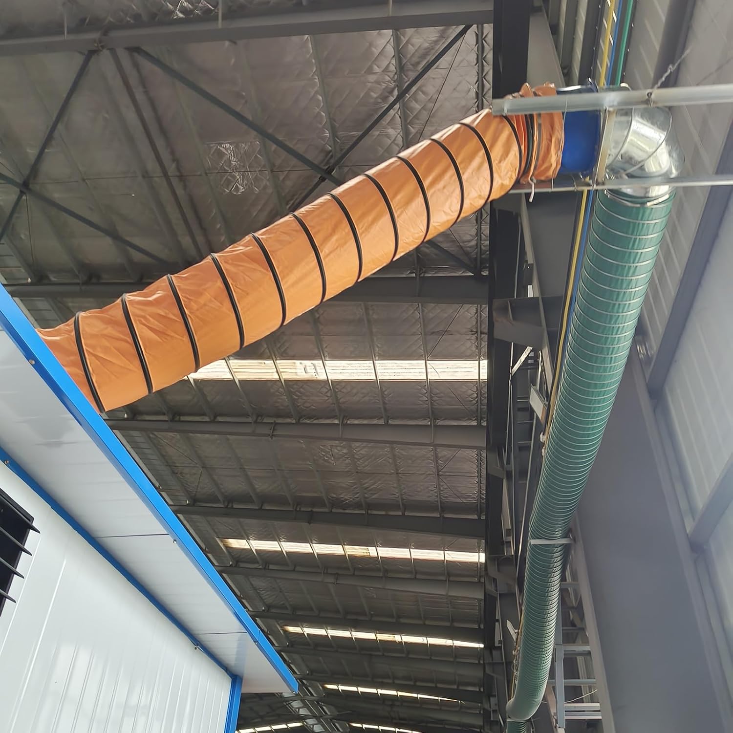 Bathroom Exhaust Fan Vent Hose 25 Feet Long, Commercial Home PVC Flexible Duct Housing with Adjustable Rope and D-Hook(Dia 10")