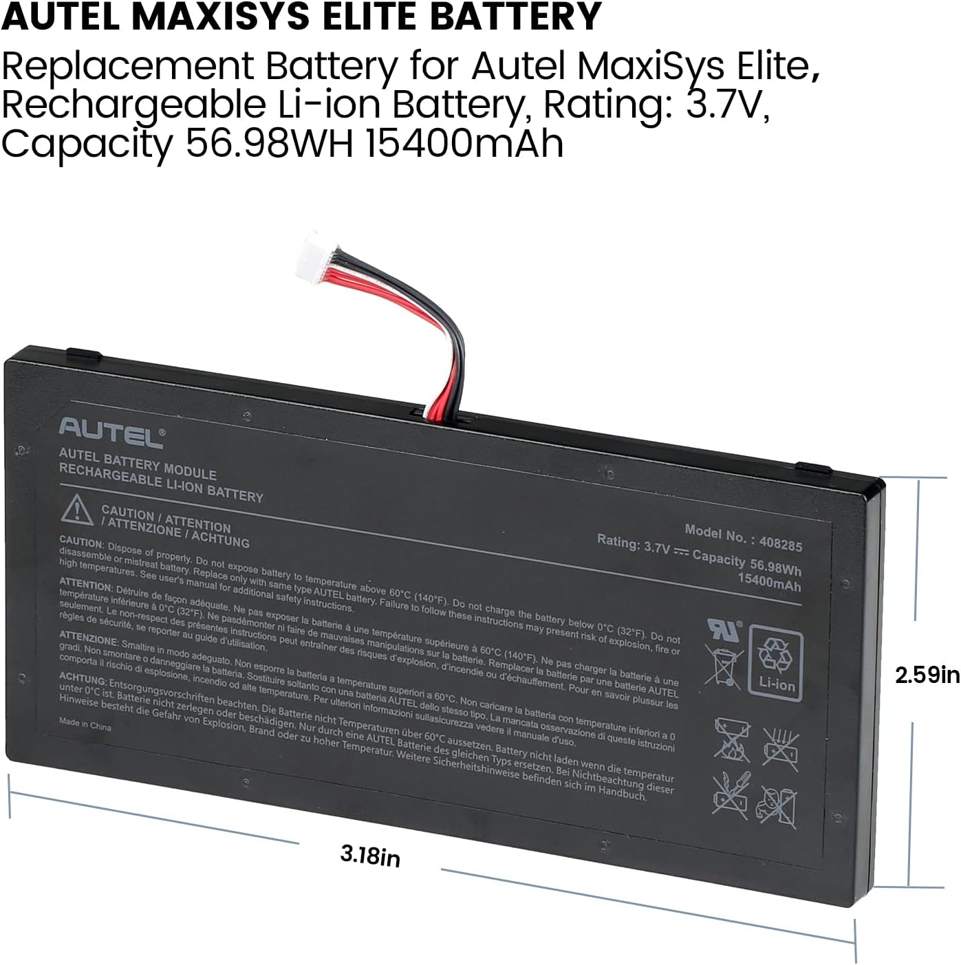 Autel MaxiSys Elite Battery, Replacement Battery for Autel MaxiSys Elite Scanner