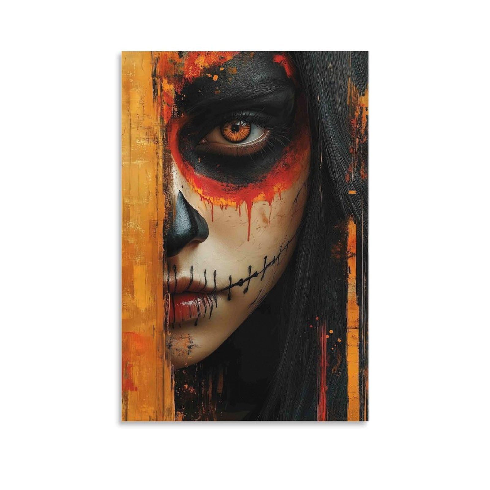 DHBANEIOK Day of Dead Art Wall Decor Poster Giclee Canvas Prints Modern Wall Art Picture Wall Hanging for Bathroom Wall Decor 12x18inch(30x45cm)