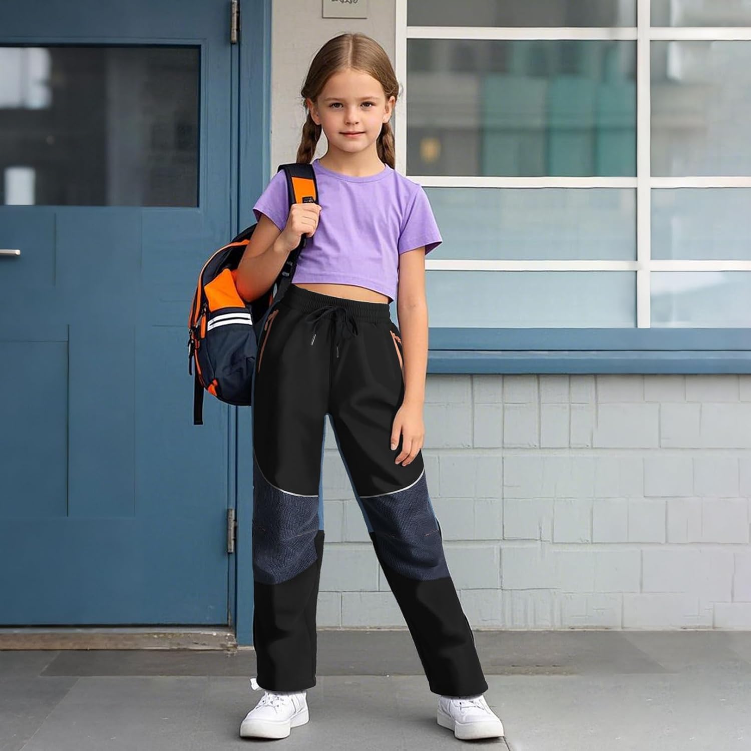 ANGEL CITIZ Kids Pants Quick Dry Hiking Outdoor Lightweight Uniform Pants for Boys Girls Joggers with 3 Zipper Pockets
