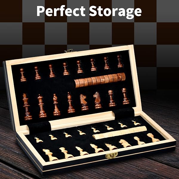Jeu D'éChecs,2 en 1 Echiquier Magnetique,Echecs en Bois Pliable avec Emplacements De Rangement,pour Enfants Adultes, éChecs De Voyage,Jeux De Stratégie(29 * 29cm) - 5