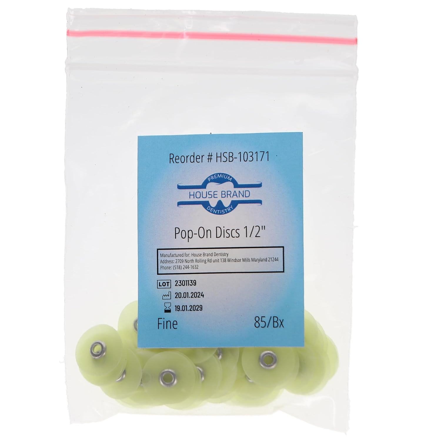 103171 HSB Pop-On Finishing & Polishing Discs 1/2" Fine 85/Bx