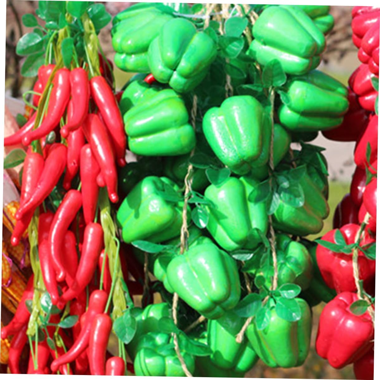 iplusmile 4pcs Simulation Pepper Strings Fake Pepper Pendants Realistic Farmhouse Decor for Photography Props Kindergarten Teaching Home Party Accessories
