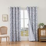 Floral Blackout Curtains Living Room Bedroom Curtains Thermal Insulated Curtains Room Darkening Curtains Printed Flower Leaf Window Treatments Drapes (A-Blueforal, 52W x 63L inch (2 Panels))