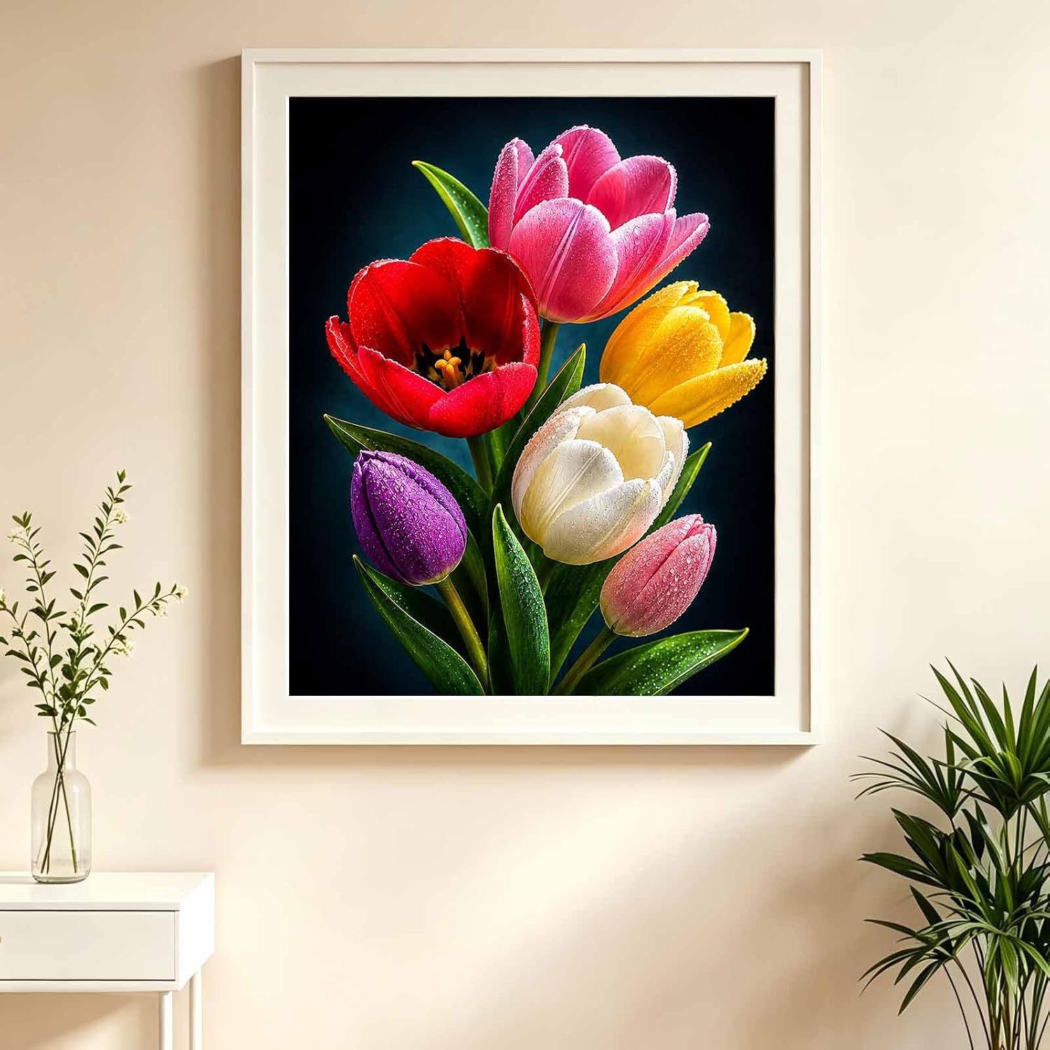Tulips Diamond Art Kits for Adults,Colorful Flower Bouquet Diamond Painting image 2