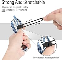 Vista 4 de Nuanchu 40 piezas de bridas para cables de silicona, soporte reutilizable, correas ajustables, organizador multiusos para cables de carga para Negro