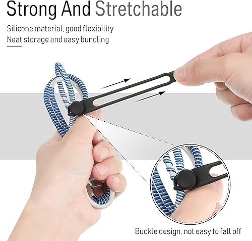 Miniatura 4 de Nuanchu 40 piezas de bridas para cables de silicona, soporte reutilizable, correas ajustables, organizador multiusos para cables de carga para