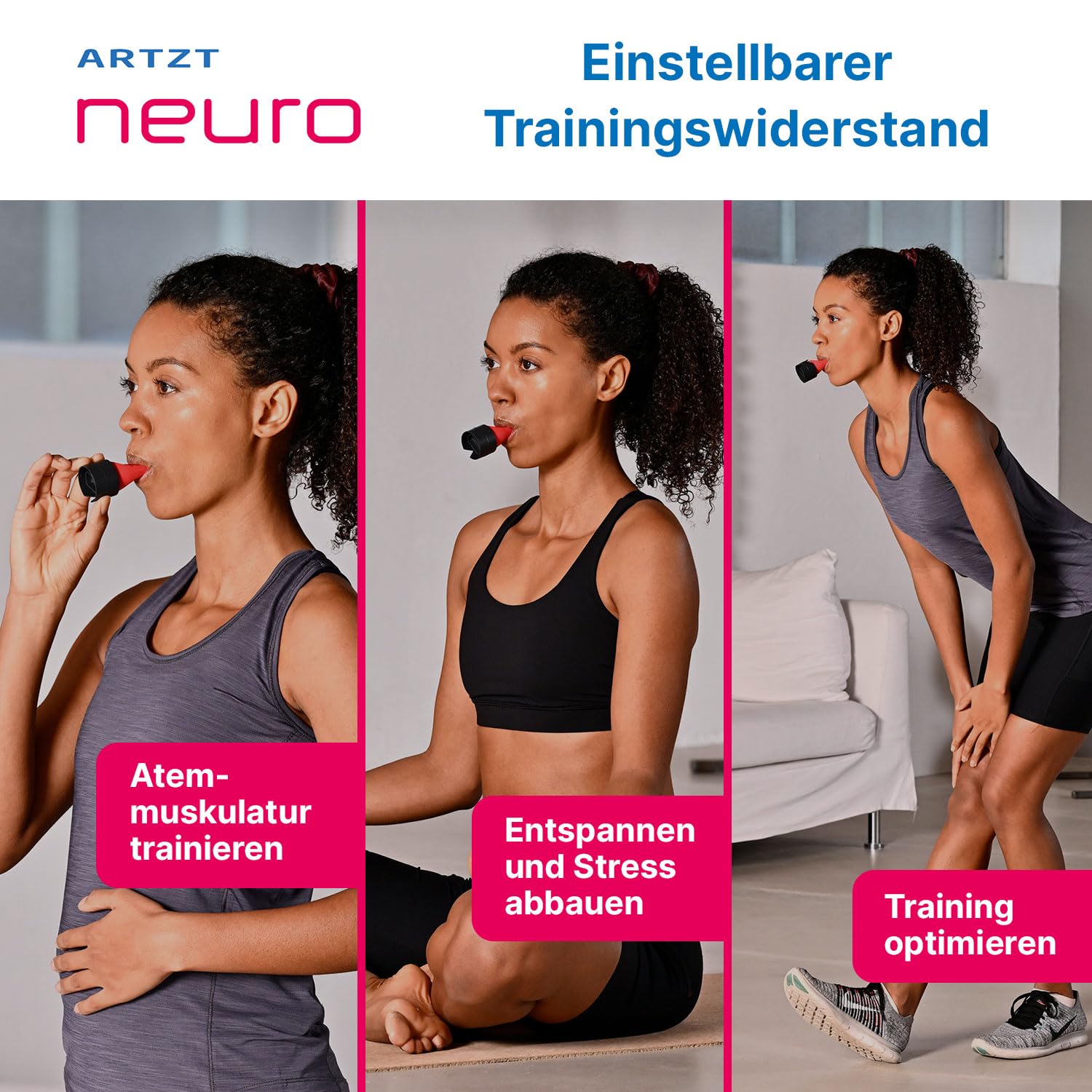 ARTZT neuro Atemtrainer Lungentrainer | Medizinprodukt zur Stärkung der Atemmuskulatur | Breathing Trainer mit 7 Stufen | Atemgerät für effektives Atemtraining| Atemtherapiegerät für Lungentraining