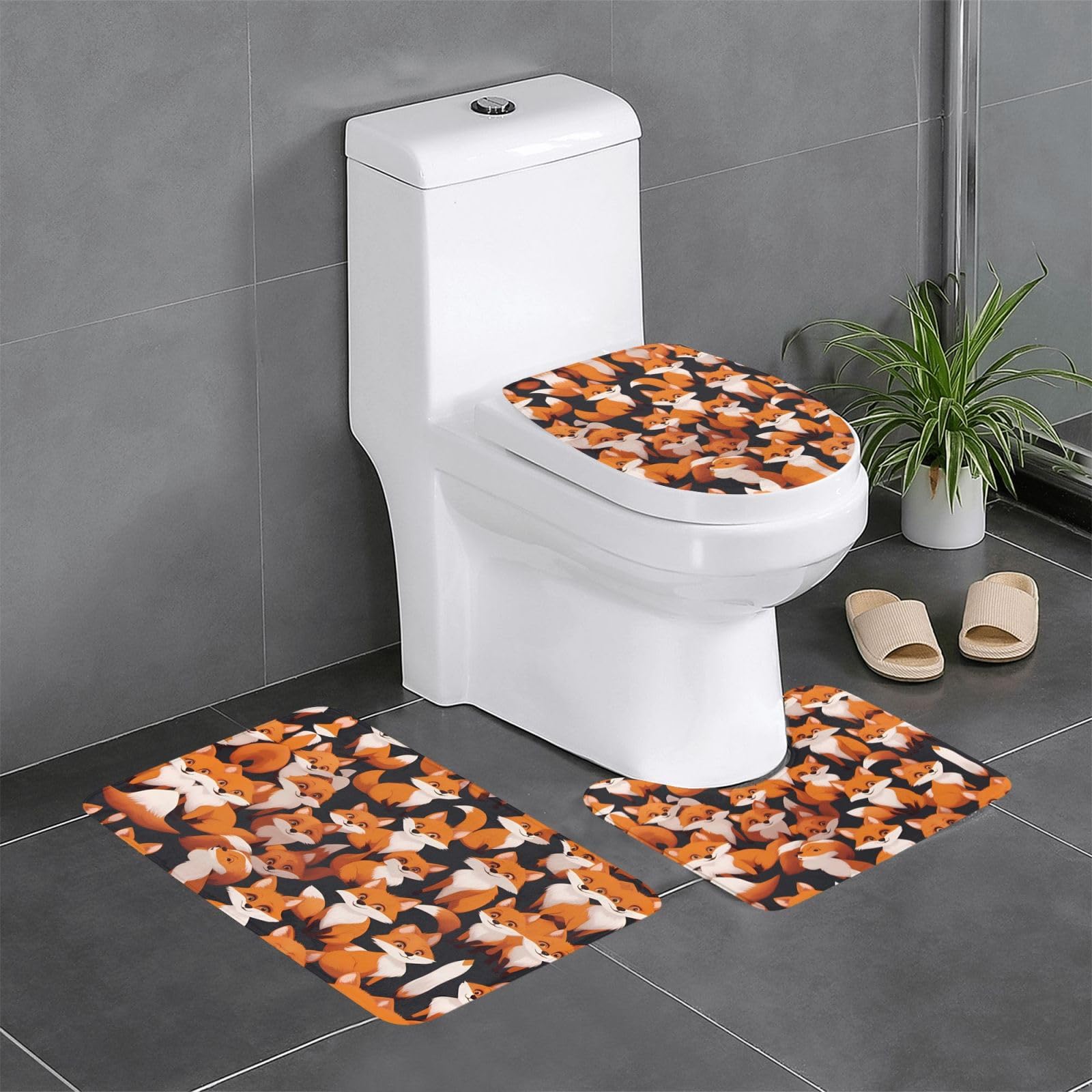 Tapis de salle de bain antidérapants pour créer un espace enfant avec renards mignons