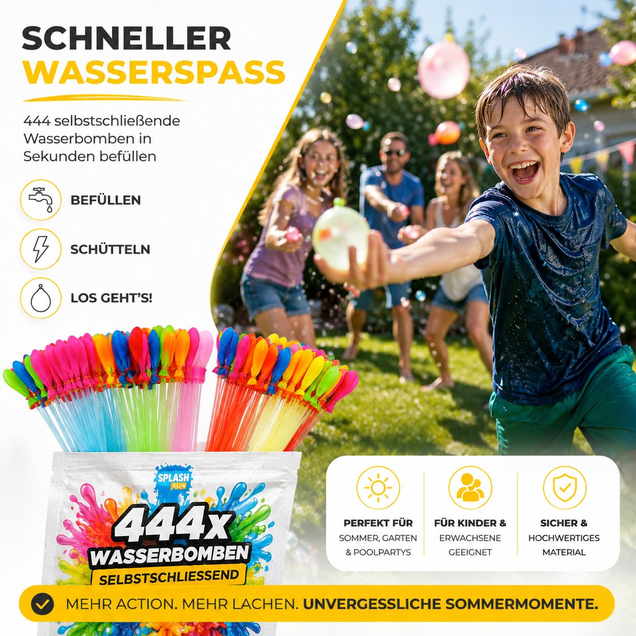444 bombe ad acqua colorate, autosigillanti, riempibili estremamente rapidamente, per bambini e adulti, palloncini