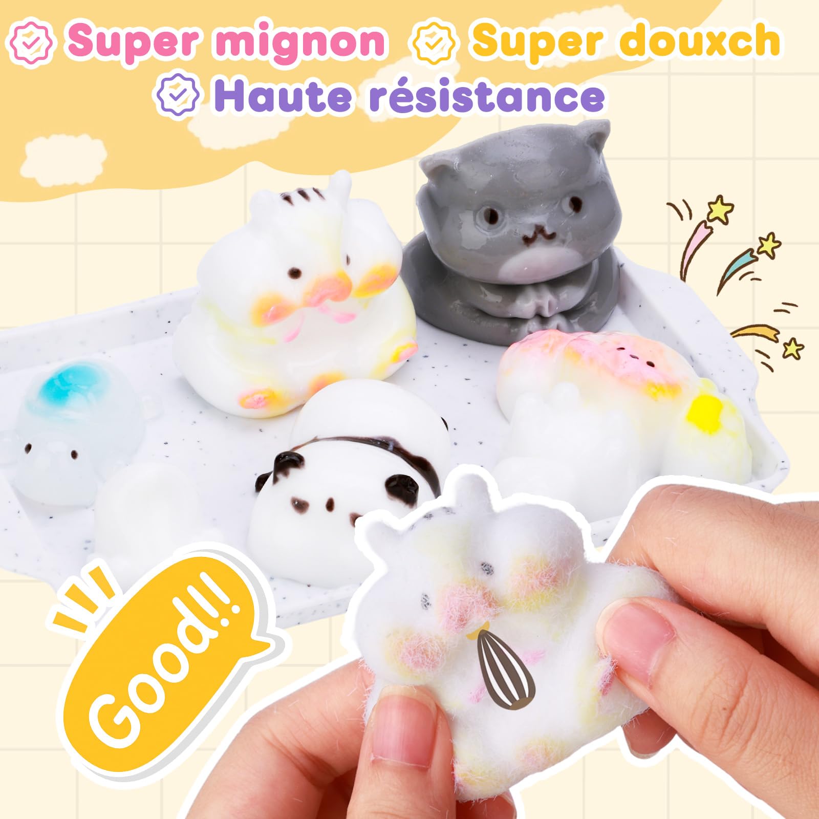 VBACALA 24PCS Kit de bricolage en silicone liquide Squishy,rapport de mélange AB 1:1 pour Taba Squishy Maker pour hamsters,chat,pandas,chiens,tortues,canards super doux,cadeau décompression DIY (200g)