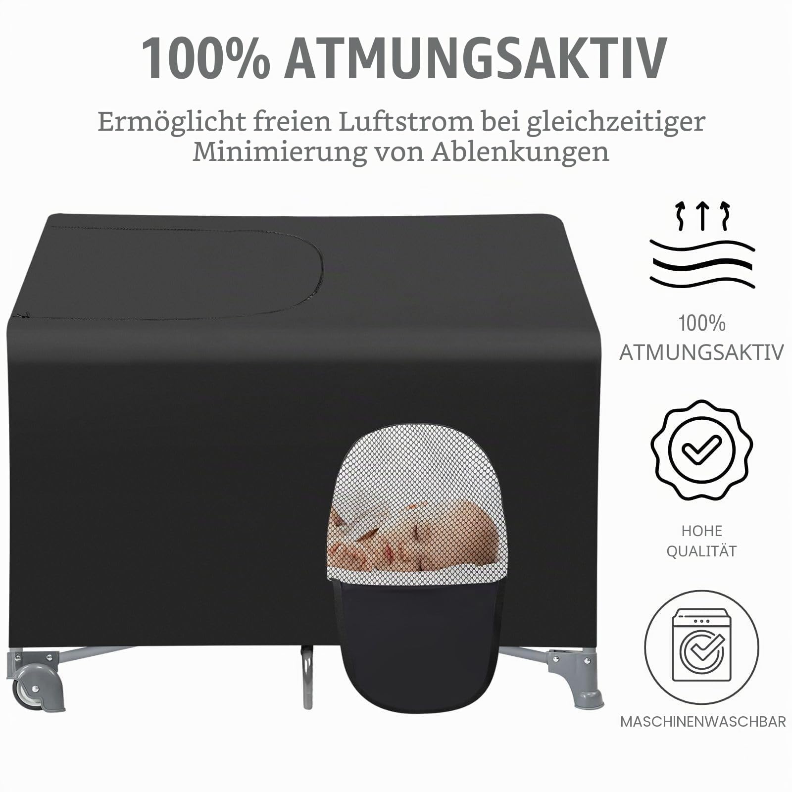 PandaEar Verdunkelungsüberzug für Reisebett – Tragbarer, Atmungsaktiver & Dehnbarer Schlafzelt-Überzug für Babybetten – Für Innen- & Außeneinsatz