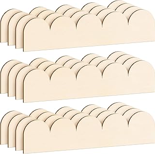 12Pcs Scallop Wood Trim 15.7 x 3.5 Inch Scalloped Wall Molding Borders for Walls Wooden Edge Edging Trim Decorative for Cabinet Scalloped Wood Trims Shelves Border Wall Window Door Decor