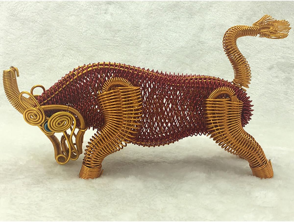 IMIKEYA Aluminum Wire Ox Ornament Hand Woven Model Xmas Home Decoration image 4
