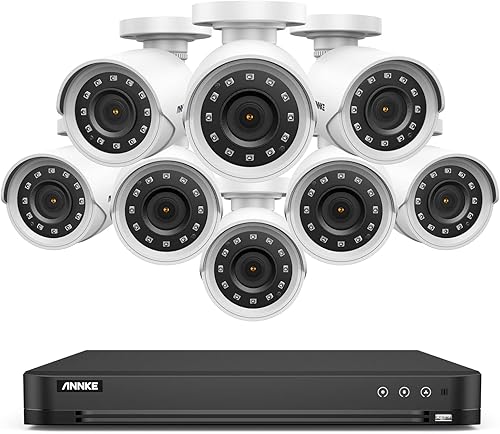 ANNKE Grabadora DVR de seguridad AI de 32 canales H.265+ 4MP con detección humanavehículo, 5 en 1 CCTV DVR con 8 cámaras 1080P