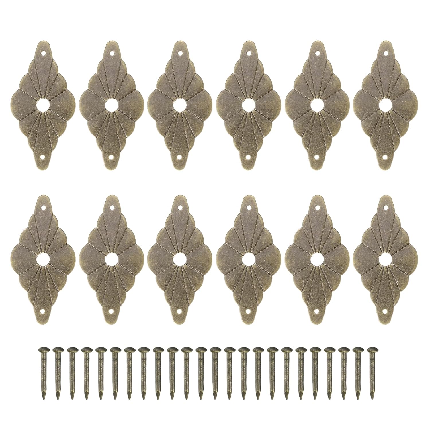 uxcell 12Pcs Cabinet Knob Backplate, 2.36 Inch Diamond Shape Brass Backplate Washers Classical Furniture Decoration Gasket for Cabinet Drawer Cupboard Doors Hardware(Bronze Tone)