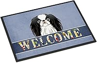 Vista 109 de Caroline's Treasures BB1449JMAT - Tapete de bienvenida de carlino negro, 24 x 36 pulgadas, tapete azul para puerta delantera, para interiores