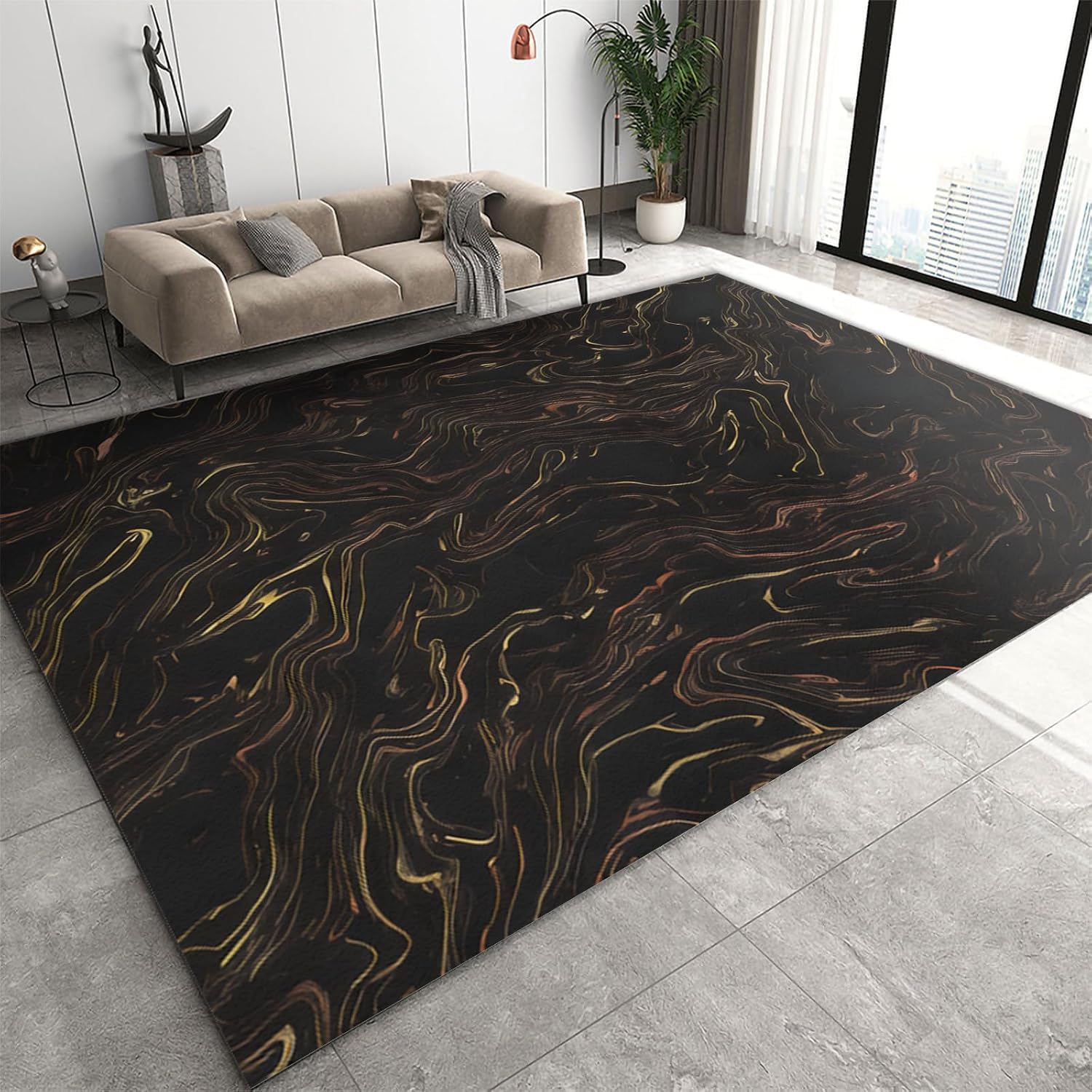 Grand tapis de sol 180x280 en polyester résistant aux taches pour salon