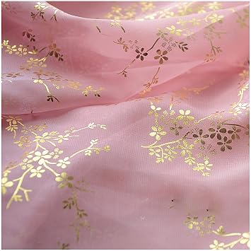 Chiffon Fabric by The Yard Bronzing Plum Blossom Craft Chiffon Fabric 140cm Wide Sold by The Meter for Skirt Clothing HandmadeColorPeach Pink