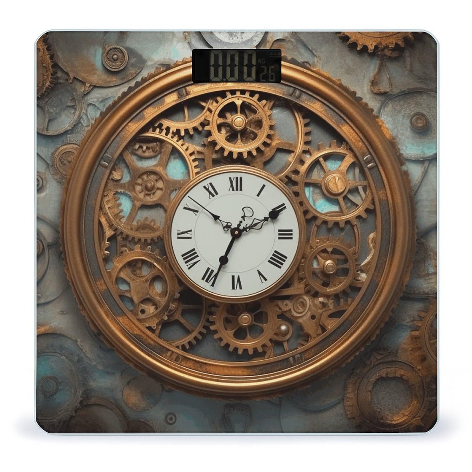 Wyuspgk Style Weight Scale, Rusty Steampunk Clock Print Digital Scale Bathroom Scale Lcd Display Scale Body Weight Scale Portable Scale