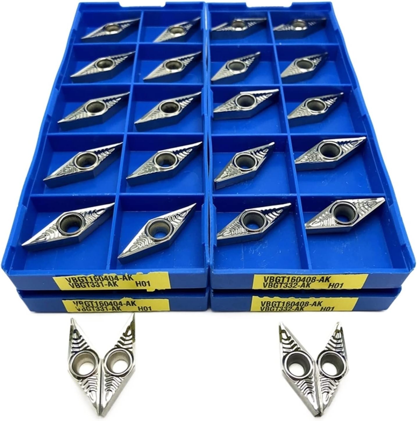 Aluminum Tool Carbide Inserts CNC Turning Insert Lathe Tools Copper Aluminum Insert (Angle : VBGT160402 AK H01, Shank Diameter : 10PCS)
