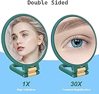 Vista 2 de Espejo de aumento de 30x, espejos de mano de viaje con asa, espejo de mano de doble cara con aumento de 1 x 30X y mango / soporte ajustable, espejo