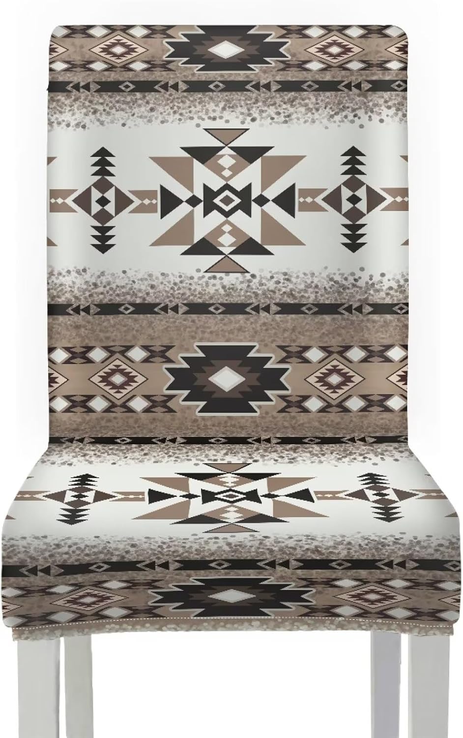 Wanyint Chair Covers for Dining Chairs, Removable Kitchen Parsons Chair Slipcovers Universal Fit Furniture Protector for Stain & Scratch Protection, Set of 6, Southwest Aztec Brown