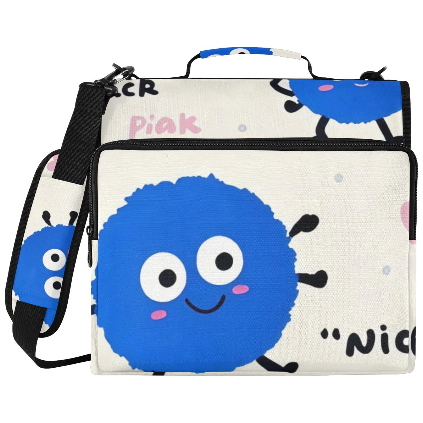 Blue Ball Luck Pattern Zipper 3 Ring Binder Bag