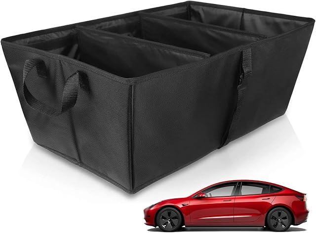 BASENOR Tesla Model 3 Model Y Sub Trunk Organizer Auto Durable Collapsible Cargo Storage for 2019-2022 Model 3 Tesla Model Y