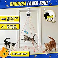 Vista 5 de Interactive Cat Toys for Indoor Cats - 2 in 1 Automatic Laser Pointer Cat Toy with Feather Flying Bird，Smart Moving Mouse Wand Toy with 2 Modes