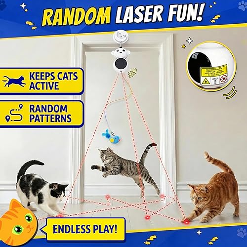 Miniatura 5 de Interactive Cat Toys for Indoor Cats - 2 in 1 Automatic Laser Pointer Cat Toy with Feather Flying Bird，Smart Moving Mouse Wand Toy with 2 Modes,