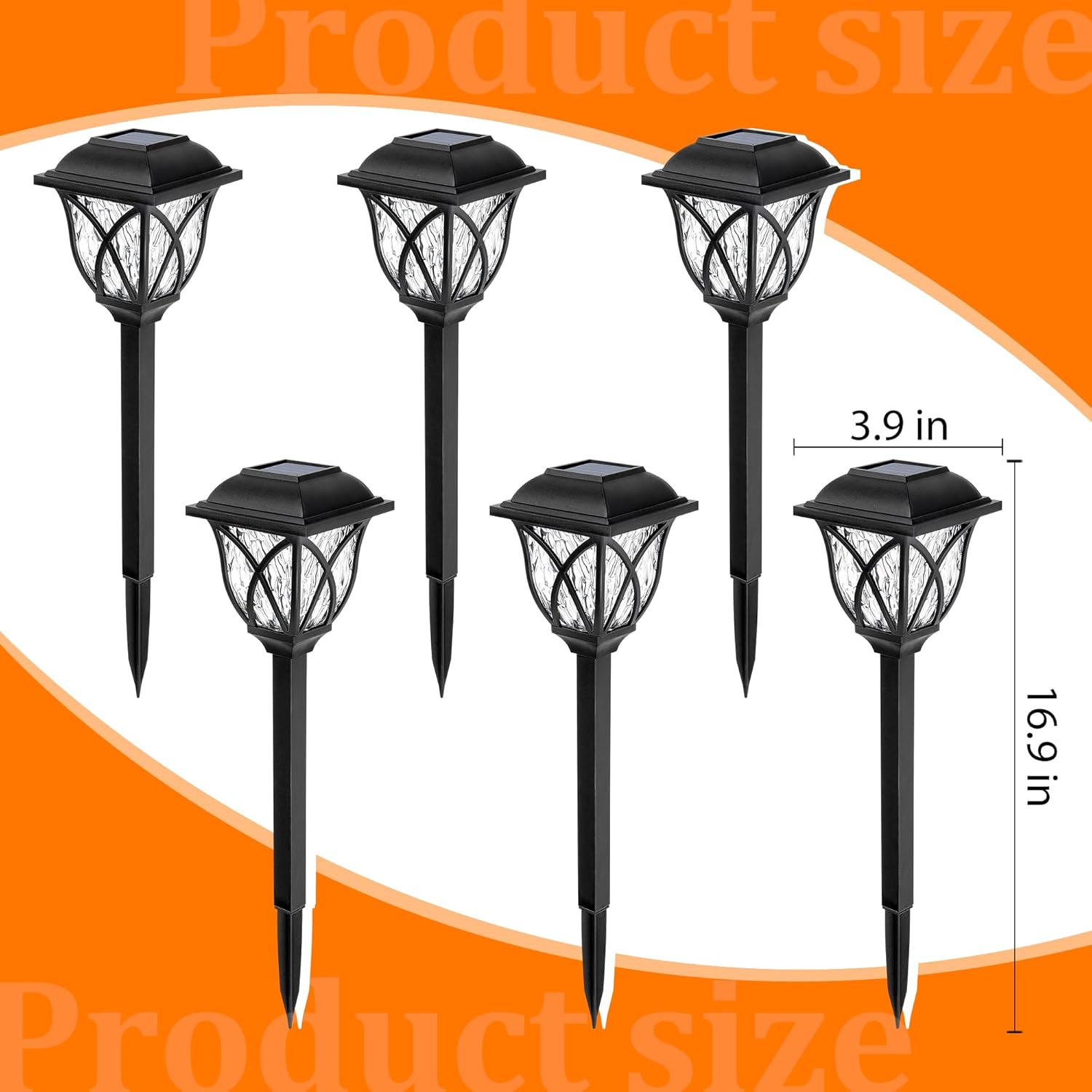 GIGALUMI 6 Pack Solar Lights Outdoor Waterproof, Flickering Flame LED Lights, Garden Decor for Yard, Patio, Landscape, Planter, Walkway, Transparent Cover