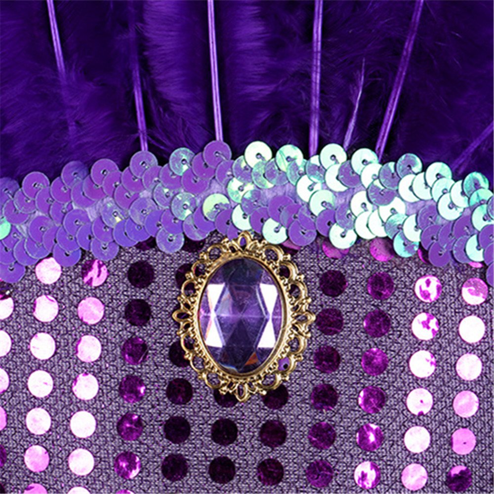 Sweenaly Halloween Indian Feather mask Indian Savage Feather Headdress (Purple)