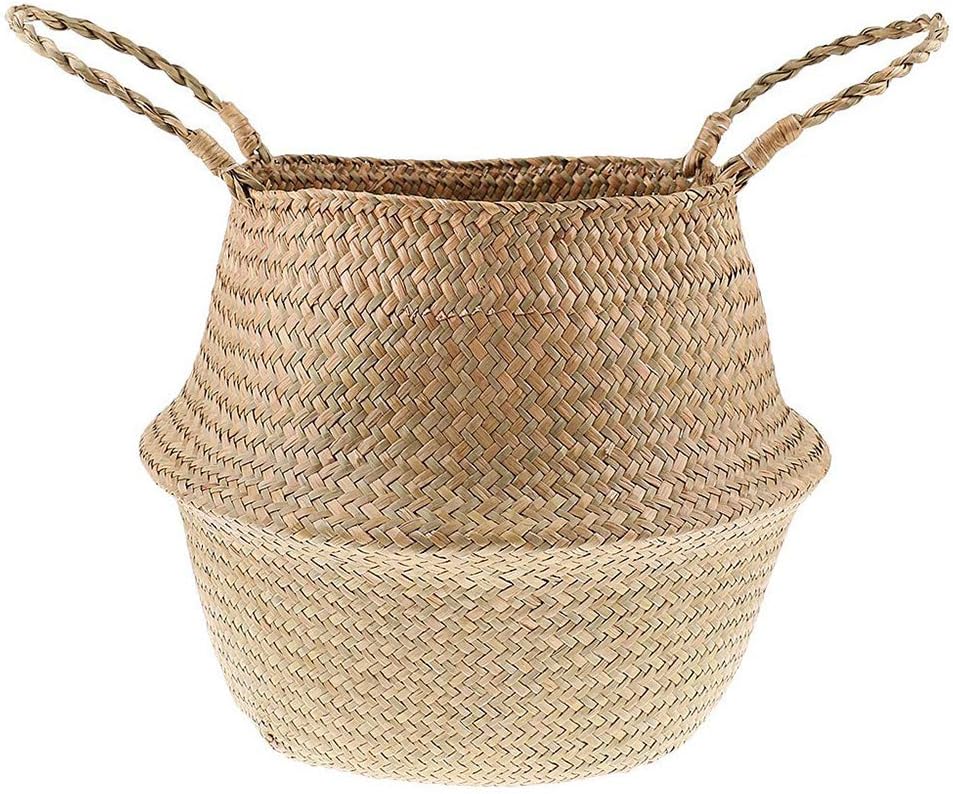 Cesto Vimini Naturale Seagrass con Manico Ceste per Piante Cestini