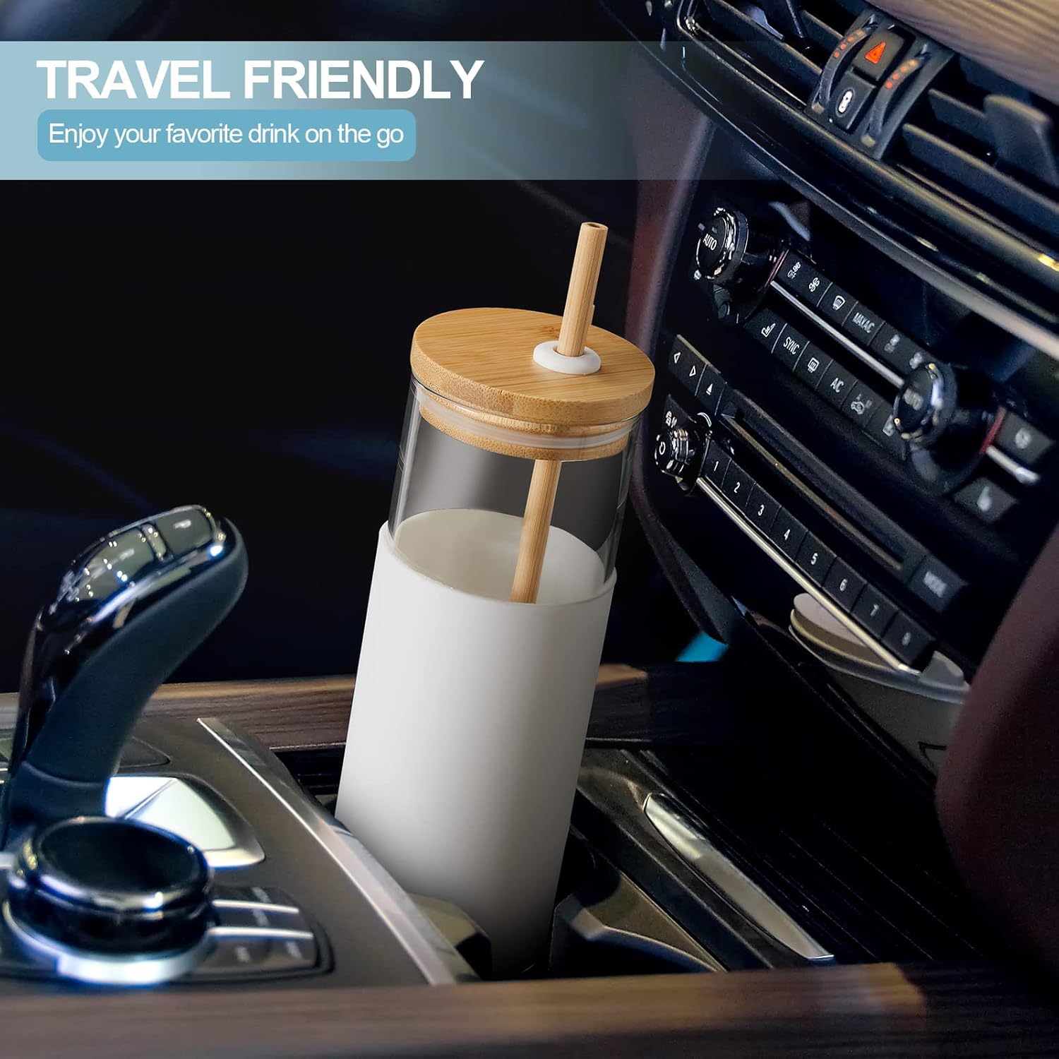  | 6 Pack Glass Tumblers with Bamboo Lid and Straw Reusable Iced Coffee Cups Smoothie Tumbler Aesthetic Travel Straw Cups Glass Water Bottle with Silicone Protective Sleeve and Brush (20 oz): Tumblers & Water Glasses