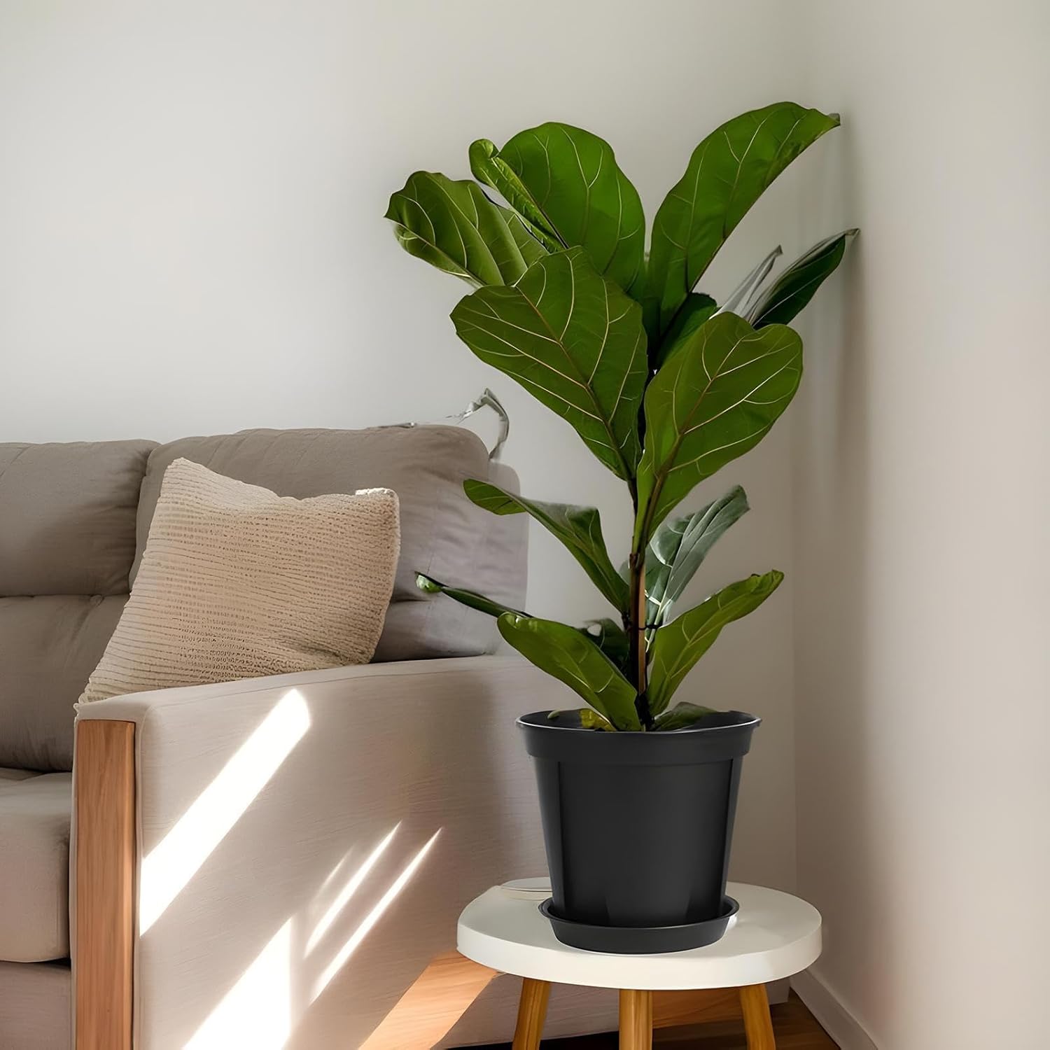 Black Nursery Pots - 25.4 Inches Indoor Plant Pots, Flower Planter, 3 Pieces Portable Indoor Planter with Drainage and Saucer | Multifunctional Plant Potting Container for Flower Shops, Home