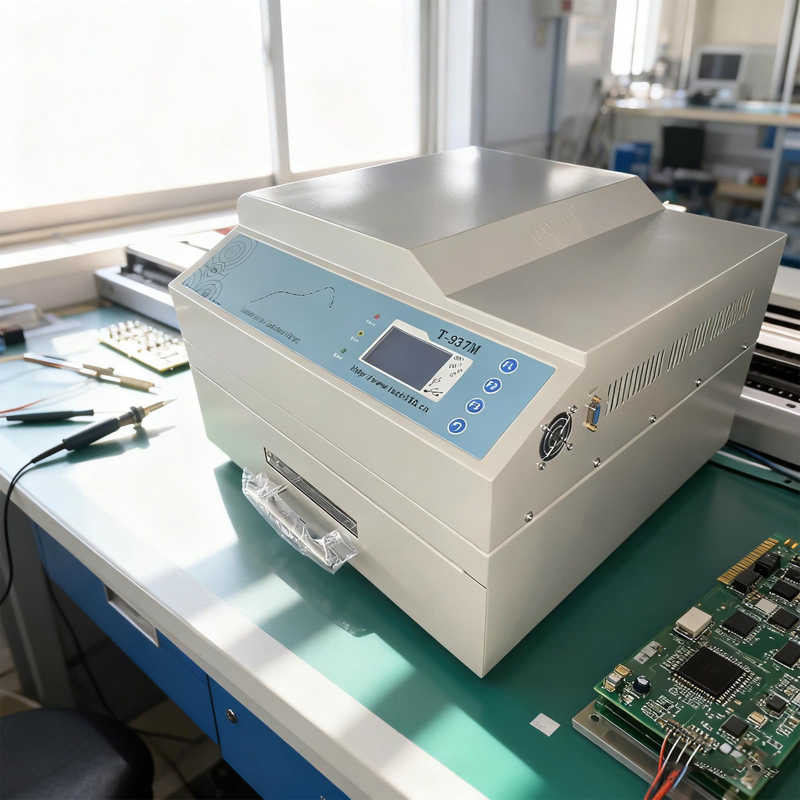 Drawer-Type Reflow Soldering Machine Desktop Reflow Oven, Professional Infrared Heating Hot Air Circulation Welding Machine Perfect for PCB Lead (T937m)