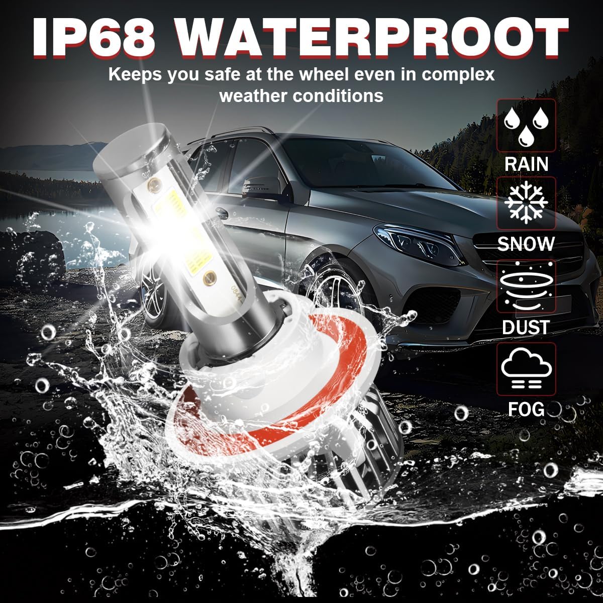 Fit For Ford F250 F350/450/550 Super Duty 2005-2022 lights with Fan, 800% Super Bright Hi Lo Beam Light Bulbs and fog lights, Plug and Play, 6500K Cool White 36000LM, Pack of 4